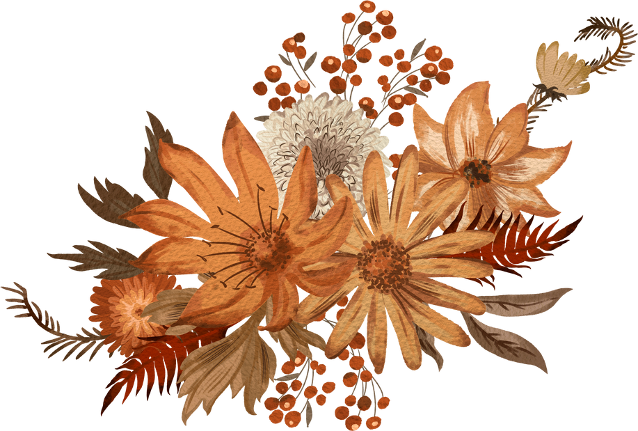 Autumn bouquet with daisies and berries